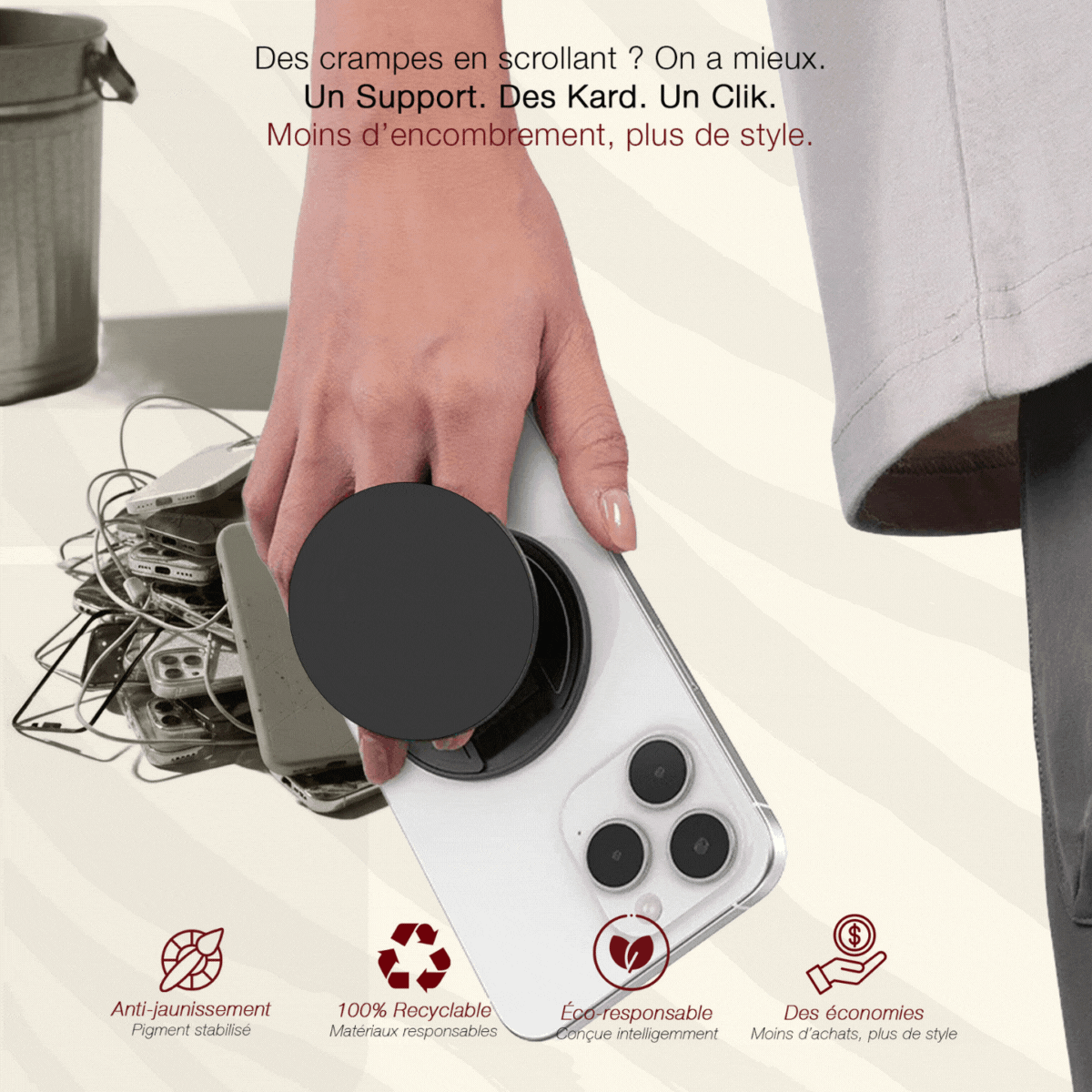 Support téléphone - Cerisier