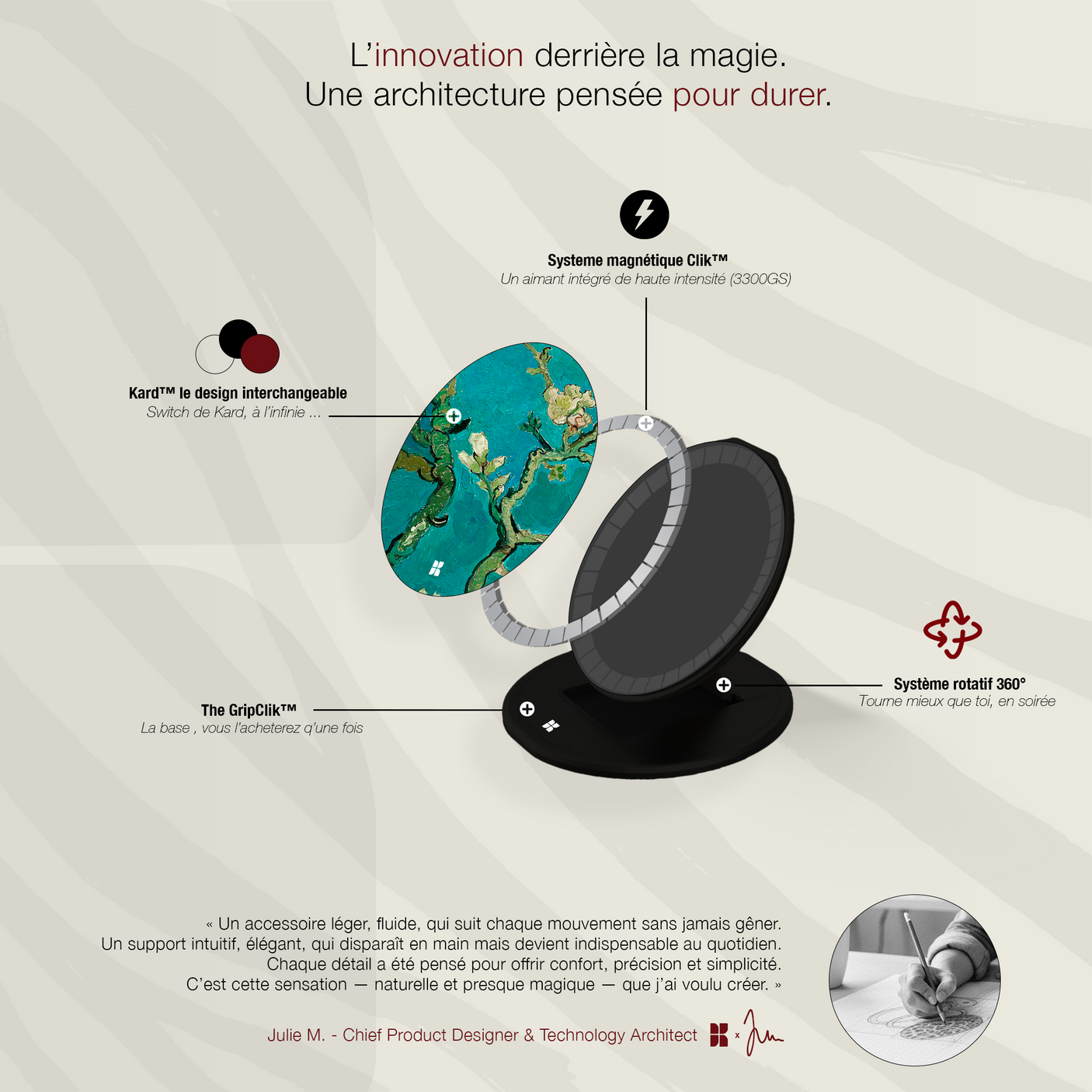 Support téléphone - Cerisier