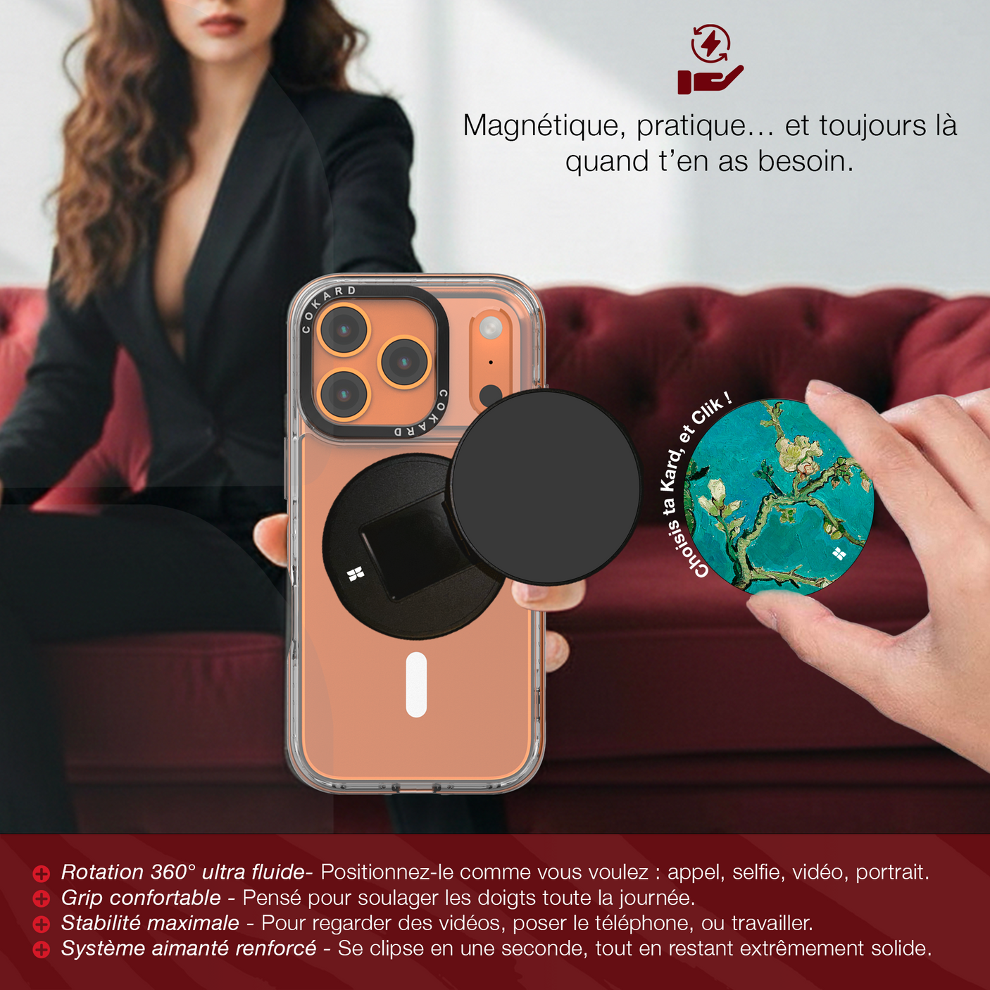 Support téléphone - Cerisier